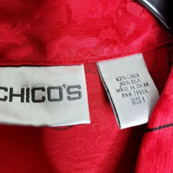 Chico's Linen Silk Blend Button Down Shirt Size 10 - Picture 10 of 10